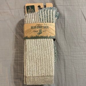 L.L. Bean Men's Boot Sock - Cream and Green NWT